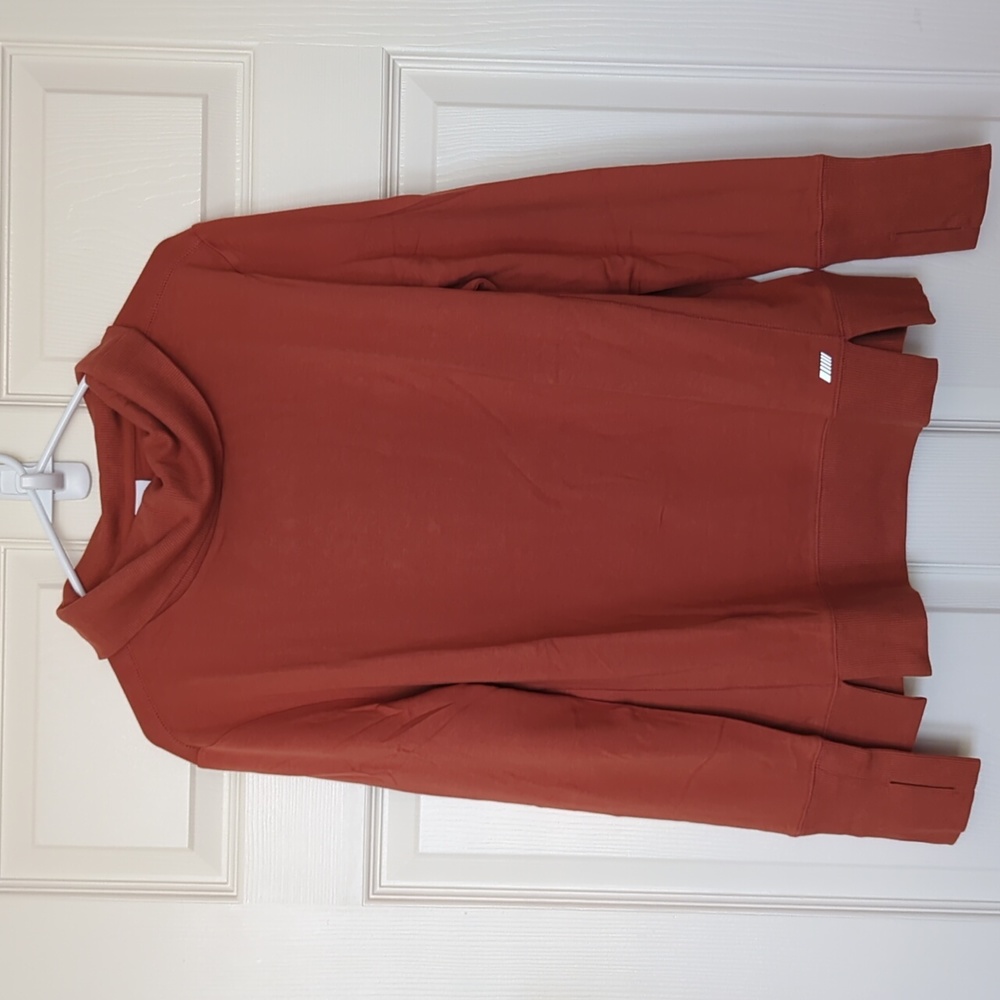 Amazon Essentials Rust/Orange Long Sleeve Terry Funnelneck Top NWT